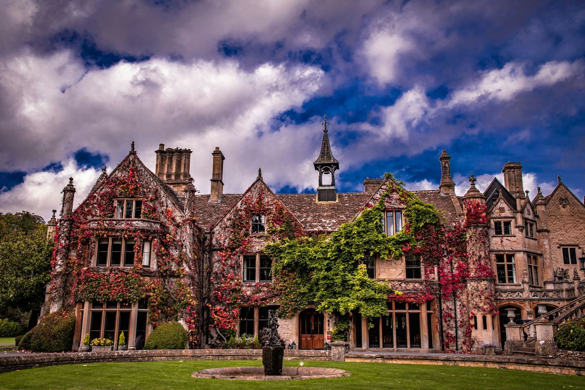 An ivy-covered country house hotel